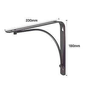 Arc Shelf Brackets Black 230 x 180mm 4 Pack 4 Arc Shelf Brackets Black 230 x 180mm 4 Pack - Image 2