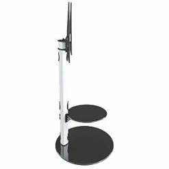 AVF Lugano FSL800LUSW TV Stand Satin White Body / Black Glass -Cheap Brackets Store 874HP A2