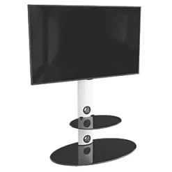 AVF Lugano FSL800LUSW TV Stand Satin White Body / Black Glass -Cheap Brackets Store 874HP A3